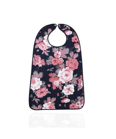 YSFVNP Adult Bibs for Elderly Washable Bib for Elderly Washable Reusable Eating Drinking Aid Utensils Pretty Roses Chic Floral for the Elderly Senior Women with Snaps Bib Protector