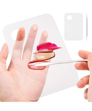 Drerio 2 piece of clear make-up pallets and spatula Small acrylic make-up mixing palette Portable cosmetic palette Mixed tablet with spatula Nail-like eye shadow lipsticks mix of make-up tools