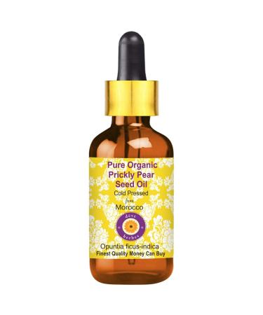 Deve Herbes Pure Organic Prickly Pear Seed Oil (Opuntia ficus-Indica) with Glass Dropper Cold Pressed 10ml (0.33 oz) 10ml (0.33 Ounce) with Glass Dropper