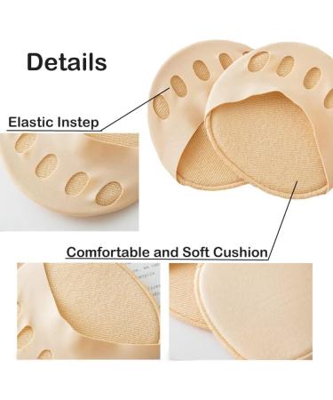 Soft Ball-of-Foot Cushions | Invisible Reusable Half Socks | Non-Slip Forefoot Pads for Men & Women (Black Incarnadine White Yellow Green - 5 Pairs - Buy Online on GoSupps.com