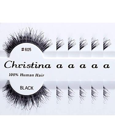 Christina 100% Human Hair False Eyelashes (605-6 Pack)