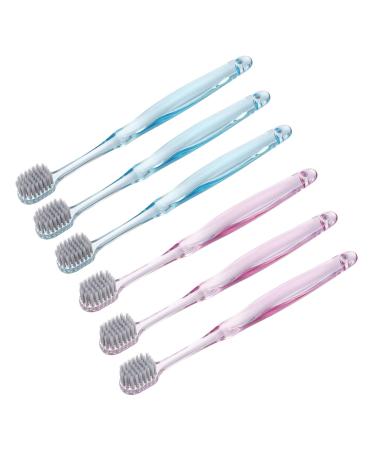 ULTECHNOVO Manual Toothbrush 6pcs Crystal Clear Toothbrush Adult Travel Pet Cleaning Brush Toothbrush Cleaning
