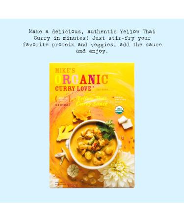 MIKE'S ORGANIC CURRY LOVE - Premium Yellow Thai Curry Sauce | Organic, Vegan, Dairy-Free (Case of 6 x 8.8 oz Pouches) - Buy Online on GoSupps.com