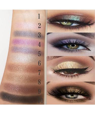 Glitter Eyeshadow Palette - 10 Shimmer Colors, Long Lasting & Waterproof - Professional Nude Makeup Set for Women - Buy Online on GoSupps.com