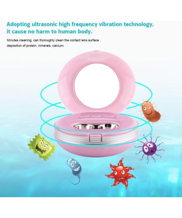 Haofy Ultrasonic Contact Lens Cleaner Machine - Auto Eye Protein Cleaning Case with USB Charger (Pink) - Buy Online on GoSupps.com