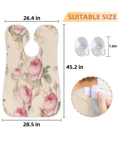 Watercolor Rose Paint Beard Bib Apron | Non-Stick Waterproof Hair Catcher for Men | Grooming Cape with Suction Cups | Perfect Gifts for Men - Buy Online on GoSupps.com