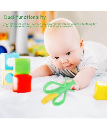 OUROBOT Baby Toothbrush Teething Toys - Infant Toddler Kid Silicone Teether & Training Brush - Buy Online on GoSupps.com