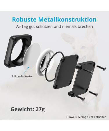 Supmega Airtag Dog Collar Holder - Waterproof Metal Cover for Dogs & Cats - Anti-Loss Airtag Accessories (Black) - Buy Online on GoSupps.com