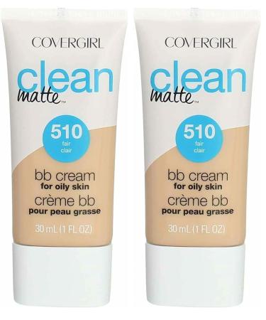 COVERGIRL Clean Matte BB Cream For Oily Skin Fair 510 (Packaging May Vary) Water-Based Oil-Free Matte Finish BB Cream 1 Fl Oz (1 Count) (Pack of 2) Fair - 510 1 Fl Oz (Pack of 2)