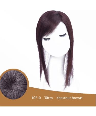 Buy Human Hair Toupee with Side Bangs for Women - 12 Inch Chestnut Brown Wig for Thinning Hair - International Shipping Available - Buy Online on GoSupps.com