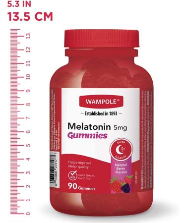 Wampole Melatonin 5 mg Gummies Help Improve Sleep Quality and Duration 90 gummies 2 Pack 90 count (Pack of 2) - Buy Online on GoSupps.com