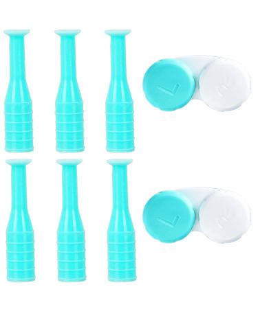 Contact Lens Travel Kit Hard Contact Lens Remover 6 Pack RGP Plunger for Hard Lenses and 2 Pack Contact Lens Cases