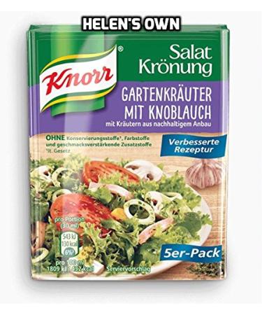 Knorr Garden Herb with Garlic Salad Dressing / Vinaigrette 10 pcs/ sachets - by Helen's Own - with Full English Instruction Booklet - Knorr Garten Kr uter mit Knoblauch