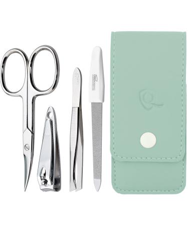 marQus Manicure set for women and men - 4 Piece pedicure kit incl. sharp nail scissors tweezers nail clippers & sapphire nail file from Solingen - Perfect for travelling manicure and pedicure Mint