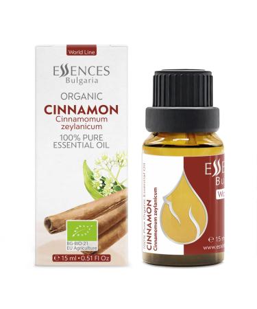 Essences Bulgaria Organic Ceylon Cinnamon Leaves Essential Oil 15ml | Cinnamomum zeylanicum | 100% Pure and Natural | Undiluted | Therapeutic Grade | Aromatherapy | Cosmetics