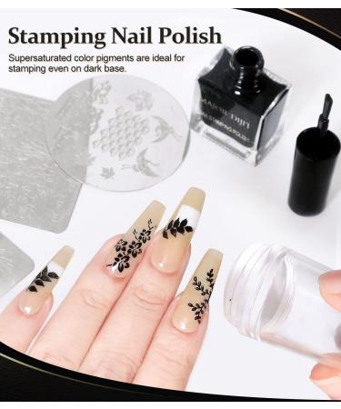 Dijit Stamping Nail Polish Set - Black/White Quick Dry Nail Art Print - Buy Online on GoSupps.com