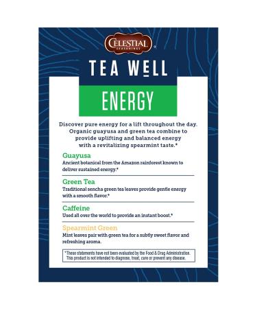 Celestial Seasonings Energy Guayusa & Green Tea with Spearmint - 12 Tea Bags (0.7 oz) - Buy Online on GoSupps.com