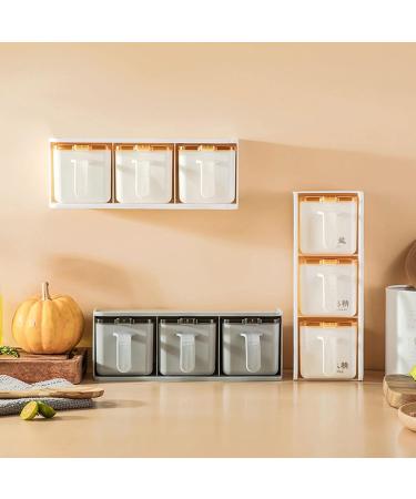 WALFREW Spice Jars Plastic Rotating Seasoning Box Wall Mounted Rack Suitable for Kitchen Restaurant (Grey White 3 Layers)(Grey) - Buy Online on GoSupps.com