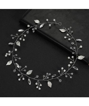 VMila Bride Leaf Pearl Hair Band - Bridal Wedding Accessories | Bridesmaid Flower Crown Headband - Prom Hair Accessory in Gold - Buy Online on GoSupps.com
