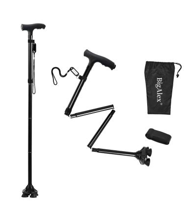 BigAlex Folding Walking Cane with LED Light,Adjustable & Portable Walking Stick, Lightweight,Collapsible with Carrying Bag for Men/Woman(Large)
