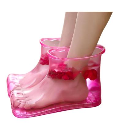 Portable Foot Bath Shoes - Waterproof Anti-Slip Foot Bath Shoes Colorful Heatproof Foot Soaking Shoes Household Foot Bath Shoes for Bathroom Height 18cm Size 45 Red