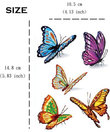 3D Butterfly Temporary Tattoos for women sexy 6 Pcs by Yesallwas Waterproof long lasting Fake Tattoos Stickers for sexy body tattoos 10.5cm x 14.8cm/4.13x5.82 inches (LxW) - Buy Online on GoSupps.com