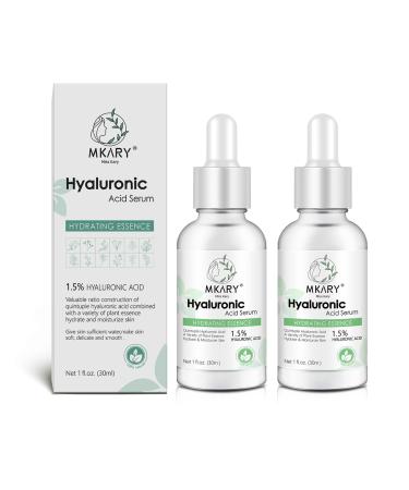 2 Packs of Acid Hyaluronic Acid Serum - 1.5% Quintuple Hyaluronic Acid Plant Essence Deep Moisturizing Anti-Aging Formula for Radiant Skin 1 fl oz/30ml