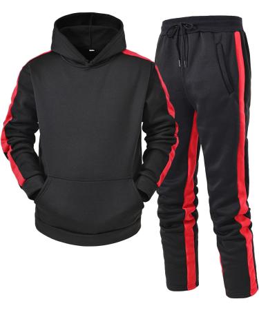 Hanxiulin Men's Jogging Suit - Casual Hooded Zipper Training Sweat Jacket | Sports Clothing for Running & Leisure - Black XXL - Buy Online on GoSupps.com