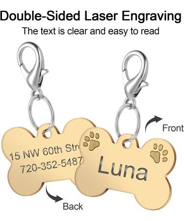 Natiform Stainless Steel Personalized Pet ID Tag - Engraved Dog Name Tags - Paw Print Design for Dogs/Cats - Gold - Buy Online on GoSupps.com