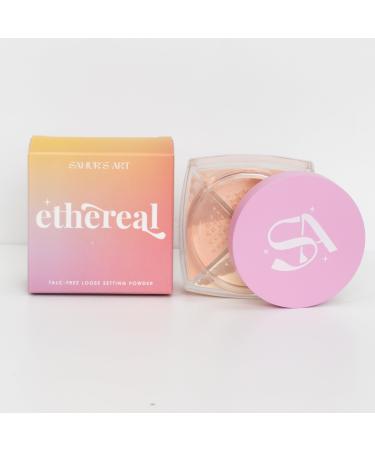 Sahur's Art Ethereal Loose Setting Powder in Peach for Setting Face with Powder Puff for Mattifying Smooth Pores Blurring