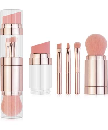 5 in 1 Makeup Brush Portable Electroplated Soft Hair Eyebrow Eyeshadow Brush for Office Lady (Electroplated Rose Gold) - Buy Online on GoSupps.com