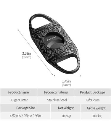 Cigar Cutter Accessories Cigar Cutter Black Engraved Stainless Steel Double Self Sharpening Blades Cigar Guillotine - Buy Online on GoSupps.com