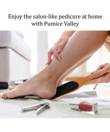 Pumice Stone Foot File - Wooden Handle Pedicure Scrubber for Callus & Dead Skin Removal - Shower Exfoliator for Feet, Hands & Body - Buy Online on GoSupps.com