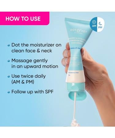 Dot Key Ceramides Moisturizer with Hyaluronic Acid | Intense Hydration & Skin Strengthening | Probiotic & Rice Water Barrier Repair Cream for Dry Normal & Sensitive Skin - 100g - Buy Online on GoSupps.com