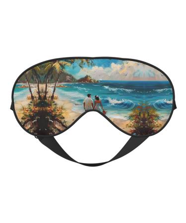 Romantic Beach Print Ultra-Soft Light-Blocking Eye Mask for Optimal Comfort and Restful Sleep