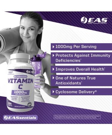EAS Vitamin C 1000mg | Supports Immune Health & Collagen Production | High Potency Antioxidant Support | Better Absorption with Cyclosome Delivery | 200 Tablets - Buy Online on GoSupps.com
