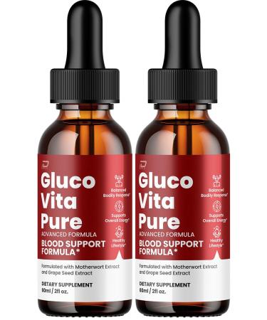 Gluco Vita Pure Drops Healthy Formula - GlucoVita Pure Liquid All Natural Healthy Levels Extra Strength GlucoVitaPure Reviews 2 Pack 2 Month Supply