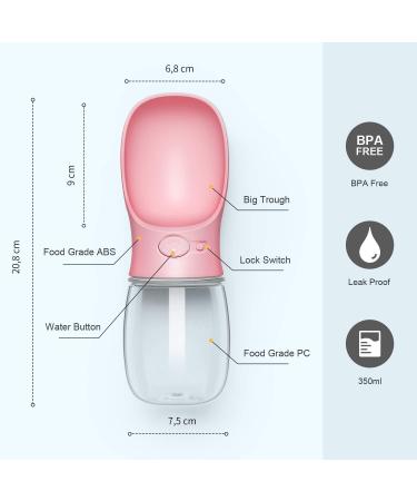 Buy Cotop Portable Dog Water Bottle 350ml - Antibacterial & Leak-Proof Travel Dispenser for Dogs & Cats - Pink Outdoor Drinking Cup - Buy Online on GoSupps.com