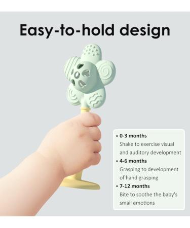 KIAANS Baby Teething Toys | BPA Free Silicone Flower Teether Rattle | Mint Sensory Teether for Babies - Safe & Soft - Buy Online on GoSupps.com