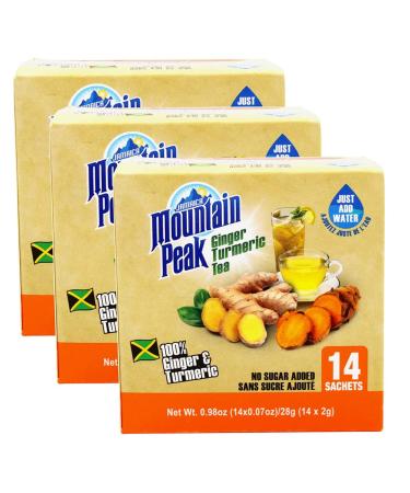Mountain Peak Ginger Turmeric Tea Unsweetened 12 x 14 x 2g