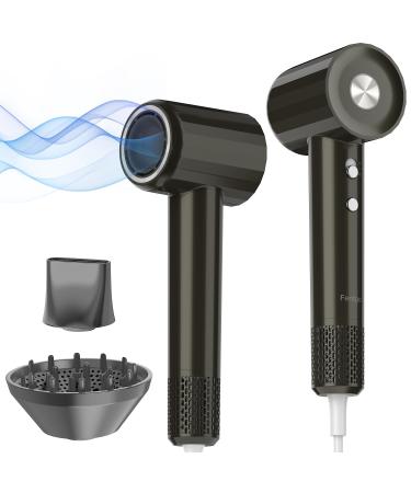 Hair Dryer Fentgo High Speed Ionic Hair Dryer with Diffuser Professonal Blow Dryer 110 000 RPMD for Fast Drying 1500W 4Temps /2Speeds Thermo-Control Hairdryer for Women Home Travel (Black)