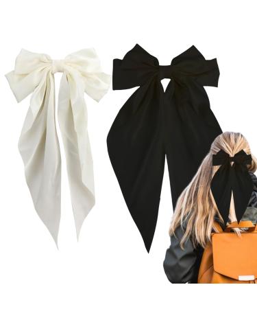 Hair Bow Clips for Women - Silk Satin Women's Hair Ribbon Bows Metal Clips Hair Bow Bowknot Aesthetic Hair Pins Hair Ribbon Ponytail Holder Accessories for Women Girls Hixip