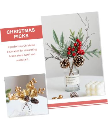 ABOOFAN 12 Pcs Christmas Decoration Christmas Tree Ornament Faux Pine Picks Artificial Pine Picks Pine Cone Stems Christmas Simulated Branches Bouquet Branch Plastic Pine Cones Red Fruit - Buy Online on GoSupps.com