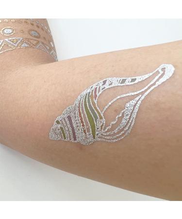 Glitter Temporary Tattoos Set - 12 Gold & Silver Henna Metallic Stickers for Women & Girls | Waterproof & Large | Style9 - Buy Online on GoSupps.com
