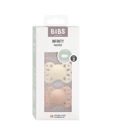 BIBS Infinity Collection Pacifiers - Symmetrical Nipple | BPA-Free | Made in Denmark | Ivory/Blush | Set of 2 | Size 6-18 Months - Buy Online on GoSupps.com