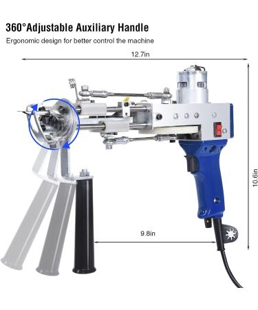 Electric Cut Pile Rug Tufting Gun Starter Kit - Handheld Carpet Weaving Machine 7-19mm - 2 in 1 Tufting Gun | 100V-240V - Buy Online on GoSupps.com
