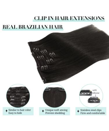 Doores Clip-In Extensions | Real Human Hair 45cm 18 Inch | Natural Black 7 Pieces 120g Remy Smooth - Buy Online on GoSupps.com