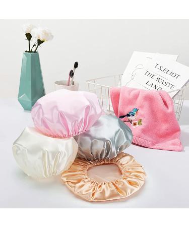 AmazerBath 4-Pack Shower Caps for Women | Double Waterproof Hair Protection, Reusable EVA Medium Size - Buy Online on GoSupps.com