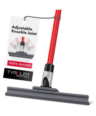 Tyroler Floor Squeegee Patented 30 Centimeter Solid Natural Silicone Blade Long 4 Parts Handle 140 Centimeter. Dries Flat and Curved Surfaces. Best for Washing and Drying Shower Glass