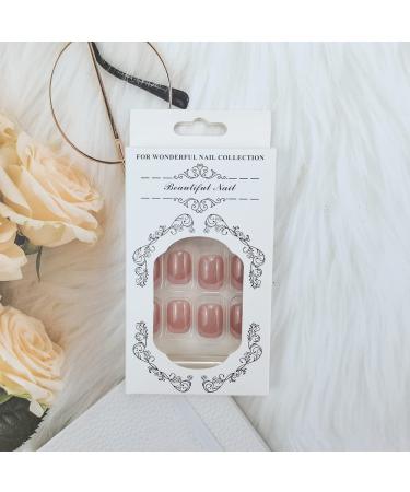 French Square Press on Fake Nails - 24Pcs Pink Gradient Full Cover Short Acrylic False Nails for Women and Girls - Buy Online on GoSupps.com